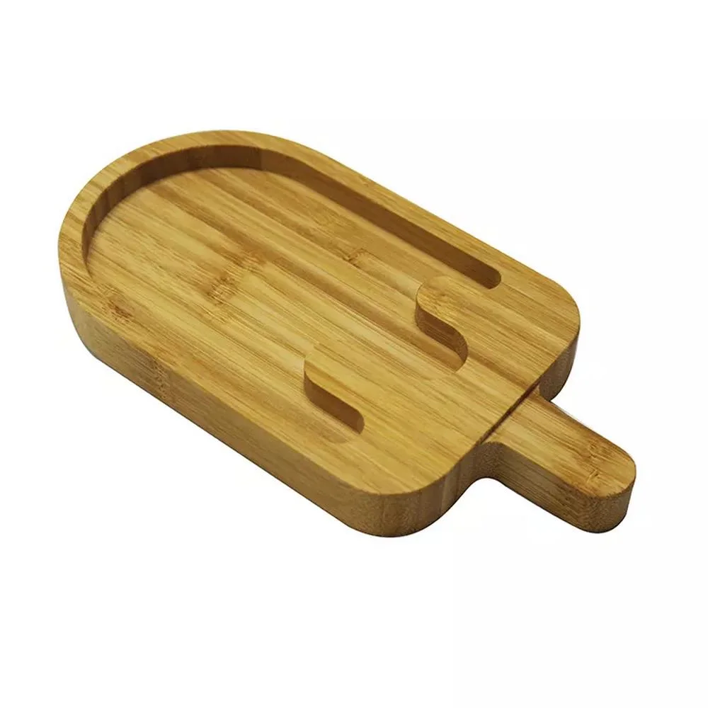 Ice Cream Shape Organic Bamboo Serving Plate Serving Dish for Appetizer Fruit Nut