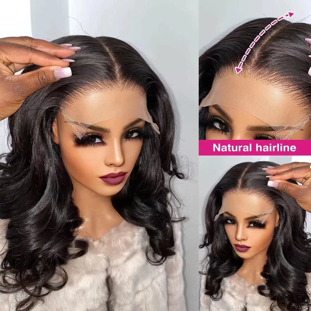 Wholesale/Supplier HD Lace Frontal Wig 180 Density Double Drawn Human Hair Wigs 360 Full Lace Body Wave 8 Inch 10 Inch 12 Inch Bob Wig