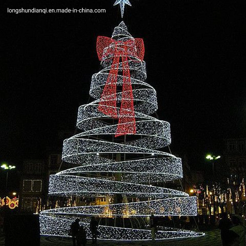 Décoration de Noël de plein air blanc chaud LED arbre de ruban en spirale