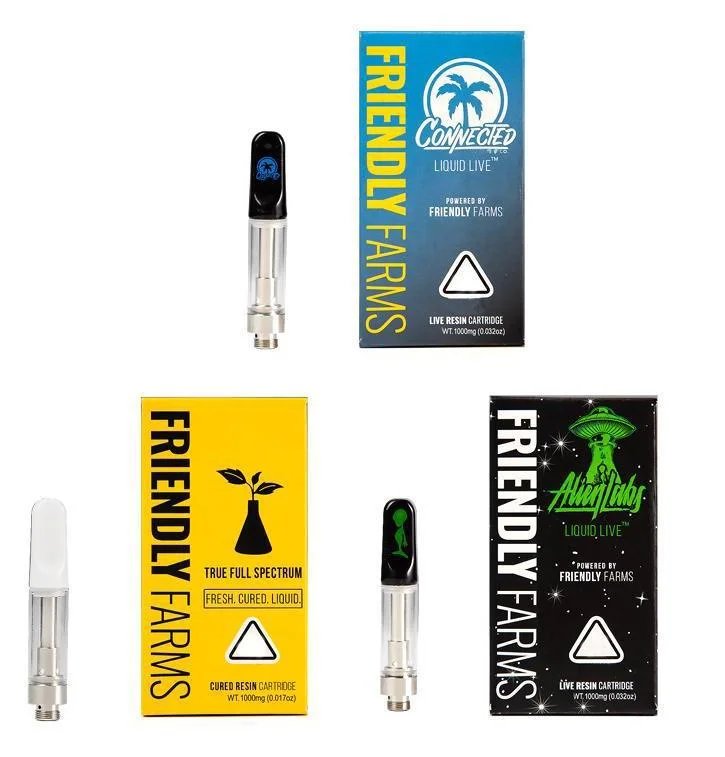 Friendly Farms Oil Vape Pen Cartridges Empty 0.8ml 1ml Atomizers Ceramic Carts Glass Tank E Cigarette DAB Wax Vaporizer 510 Thread