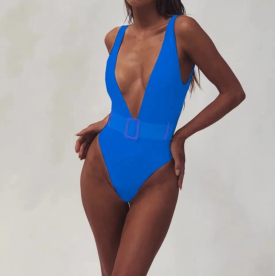 Hot Sale Women's One Piece Swimsuit Tummy Control V Neck Bathing Suits Swimwear Beachwear