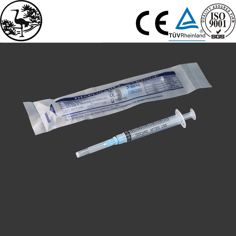Seringue jetable de 3ml pour injection pour les fournitures médicales à usage unique