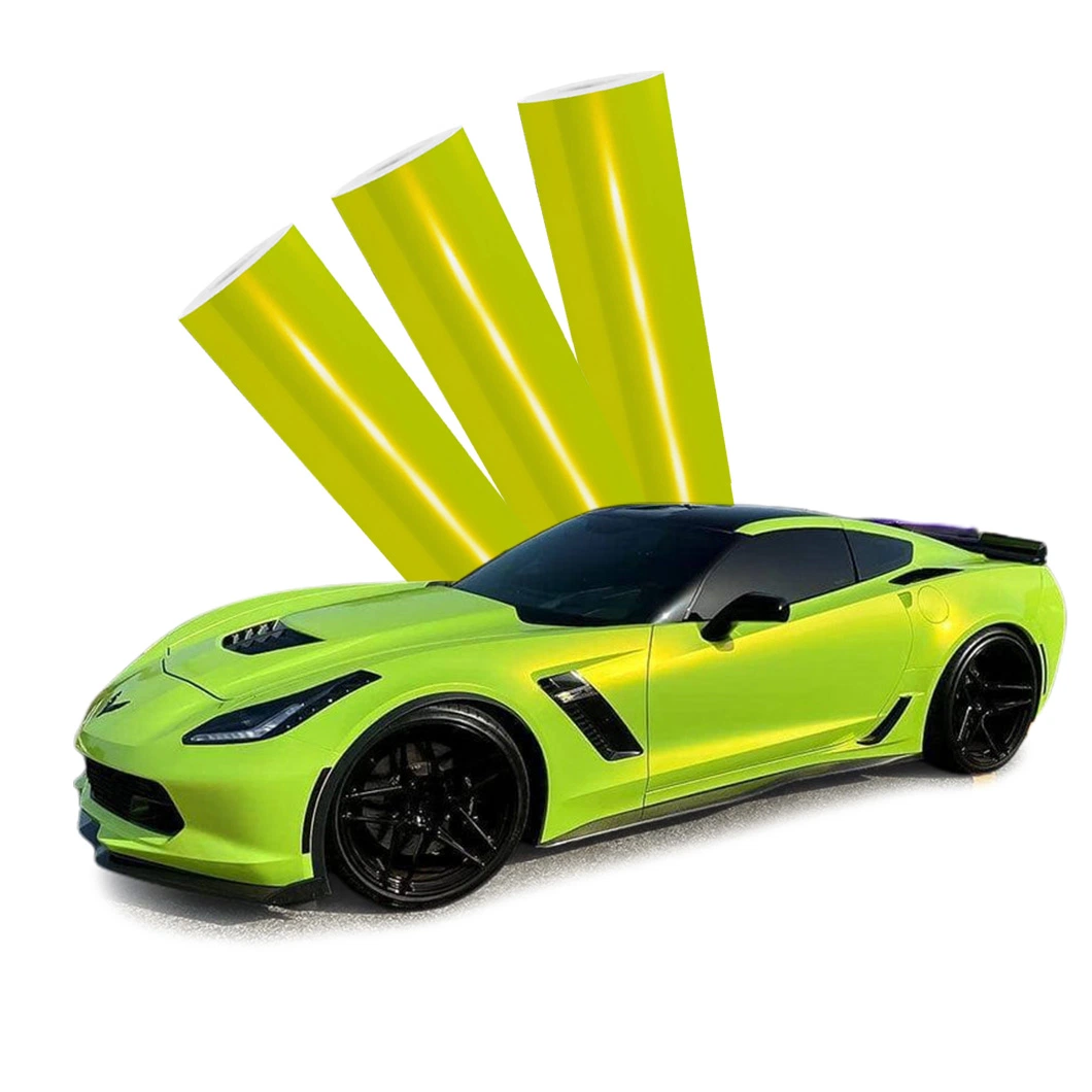 Película de vinil brilhante ácido de PVC para automóvel Beikaer cor lima Autocolante de vinil para automóvel em mudança