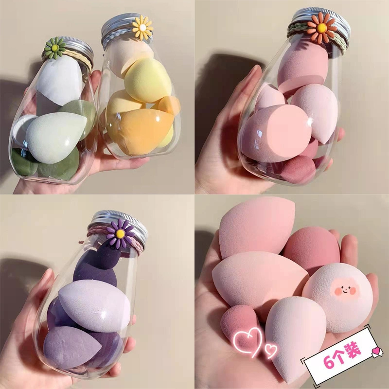 Milk Tea Bottle Beauty Egg Ultra Soft Canned Sponge Powder Puff Travel Set Clean Health Makeup Egg Set