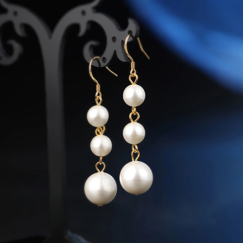 Hook Freshwater Pearl Simple Long Slim Earrings Jewelry