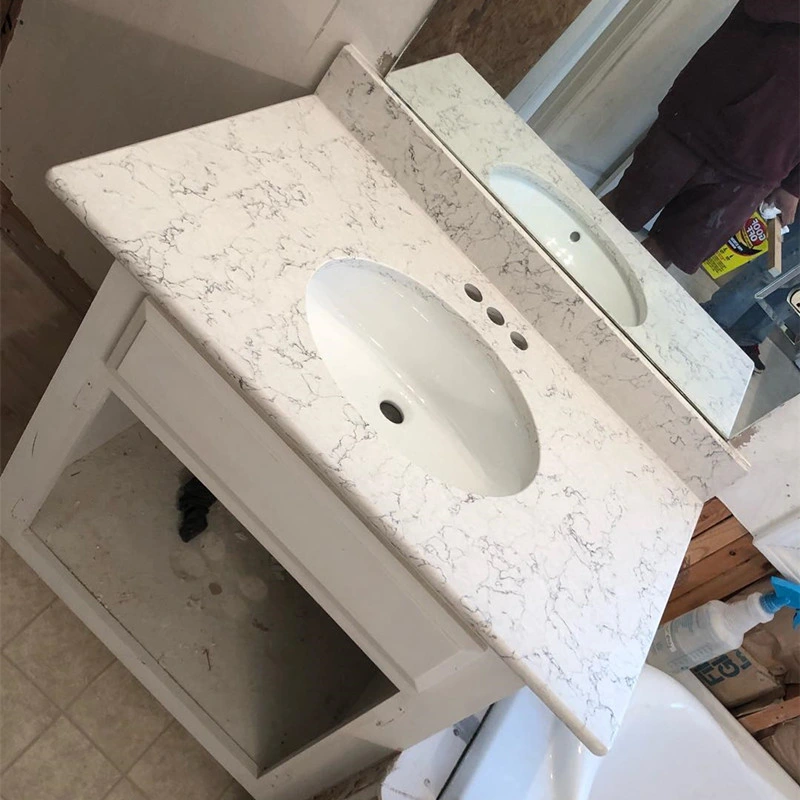 White Marble Vanity/Cabinet/Worktop/Countertop for Bathroom 36 Inch Marble Sink