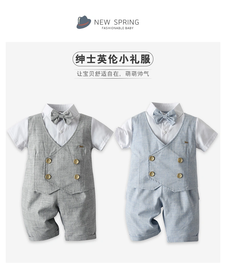 New Summer Hot Gentleman Short-Sleeved Handsome 2-Piece Sets Newborn Baby Clothes Boys Wear