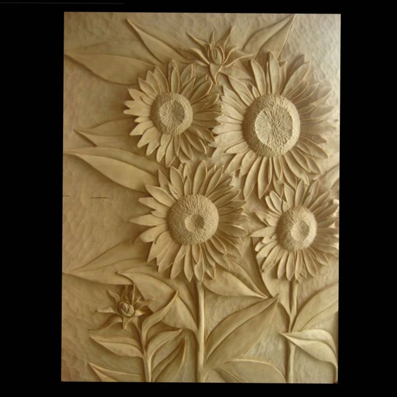 Yellow Stone Relief Flower Sculpture Rectangle Decoration