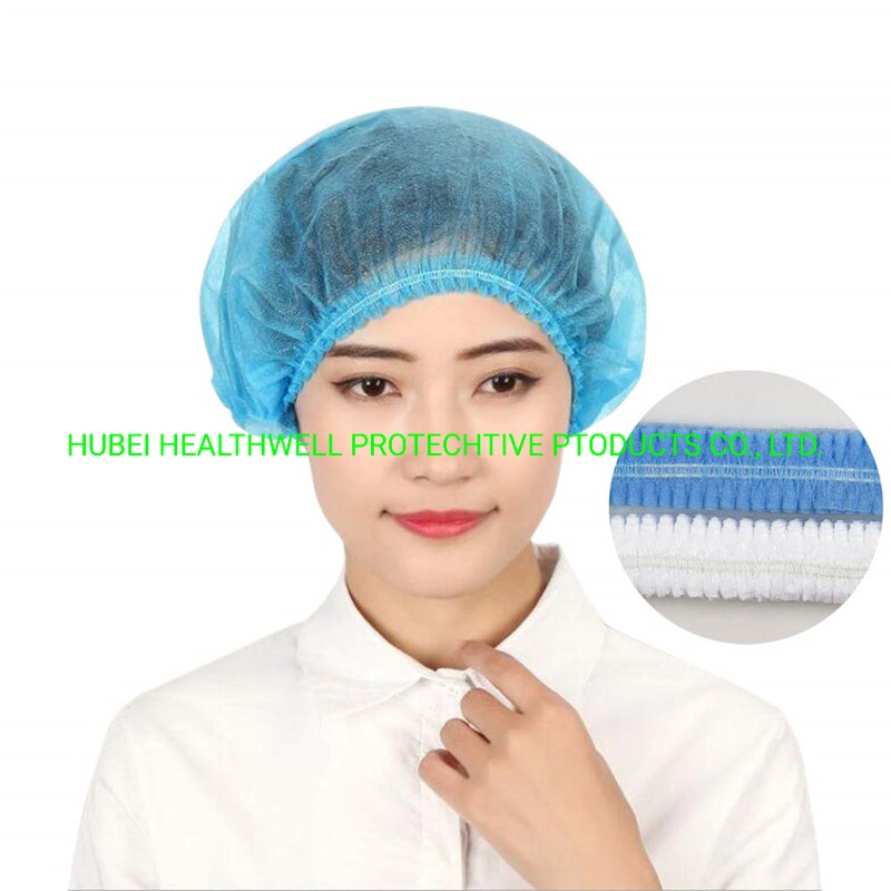 2022 Latest Amazon Hot Sell Disposable PP Nonwoven Strip Cap Double Elastic Hair Cap Protective Caps Nonwoven Bouffant Head Cover PP Cap