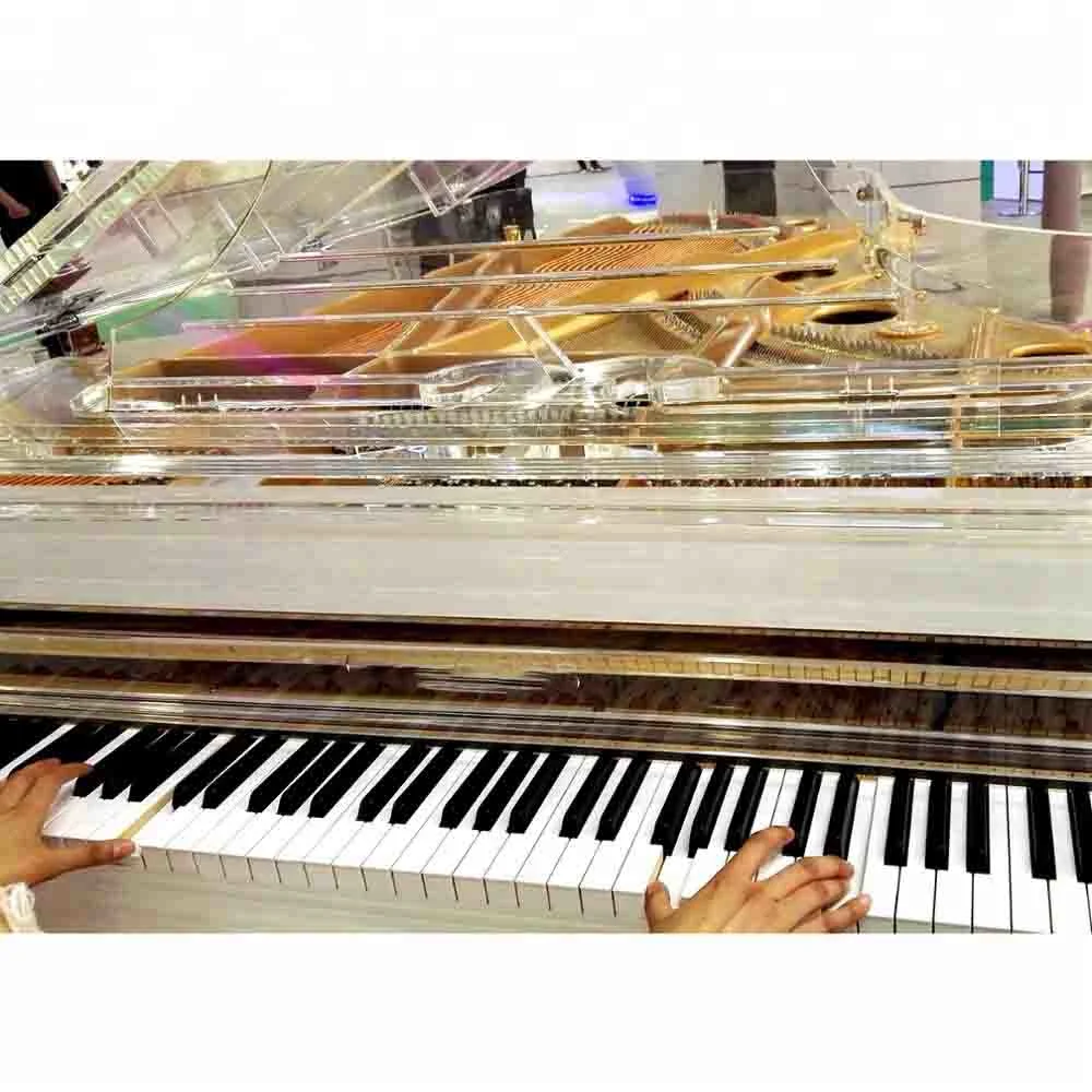 Custom Concert Hotel Style High-End Professional Cristal acrílico transparente Piano de cola con luces LED