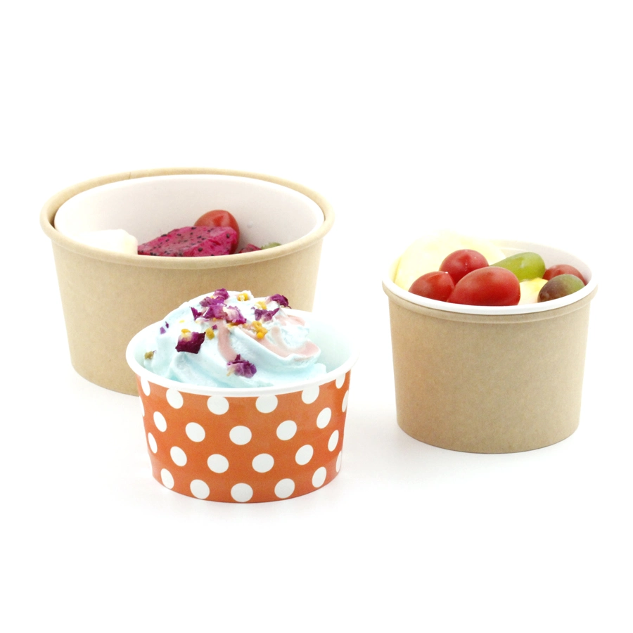 Custom Logo Printed Paper Ice Cream Containers with Paper Lid