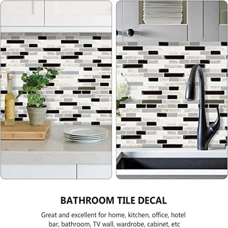 3D Backsplash Wall Tile Wallpaper: 1 Sheet Peel Stick Backsplash Tiles Brick Wall Stickers Wall Decal Panel Decor for Living Room Bedroom Backgrounds