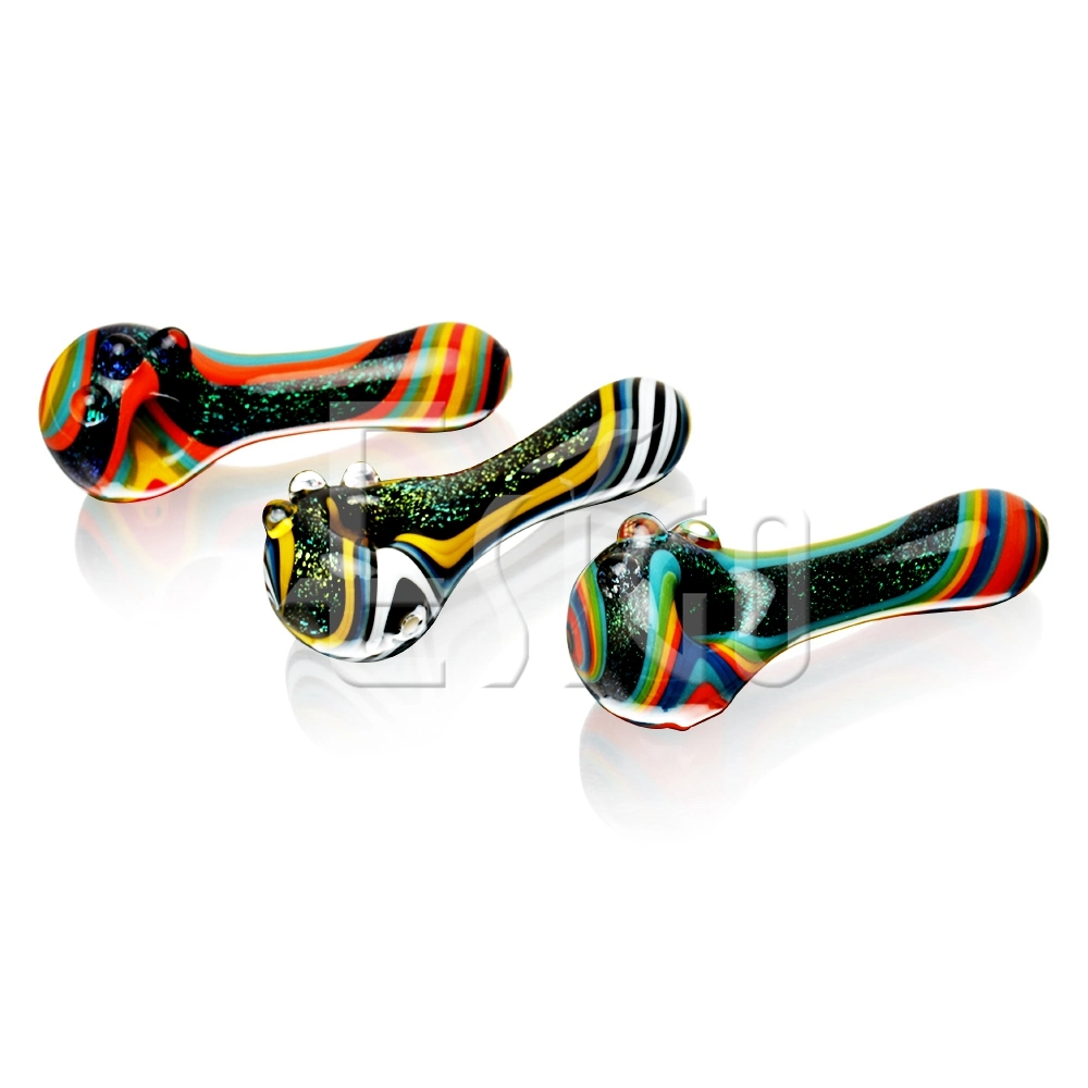 Esigo Glass Hot Selling Wig Wag Dicro Style Skinny Body Glass Hand Pipe Chillum Dry Herb Glass Smoking Pipe Glass Smoking Accessories