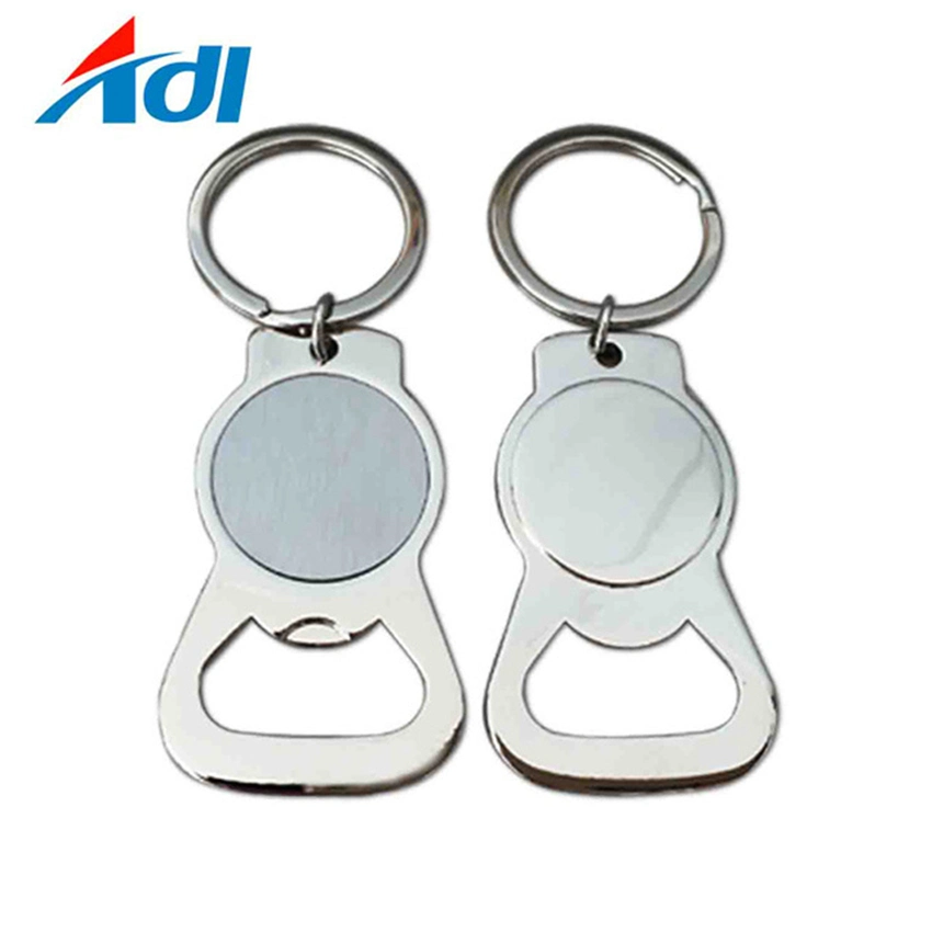 Custom Souvenir Blank Round Logo Beer Opener Metal Keychain Key Holder Keyrings