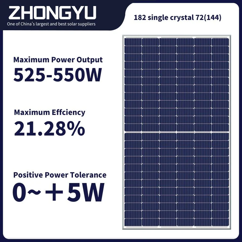 Panneau solaire de 550W en gros, énergie renouvelable, connecté au réseau, génération d'énergie photovoltaïque, module PV en silicium monocristallin