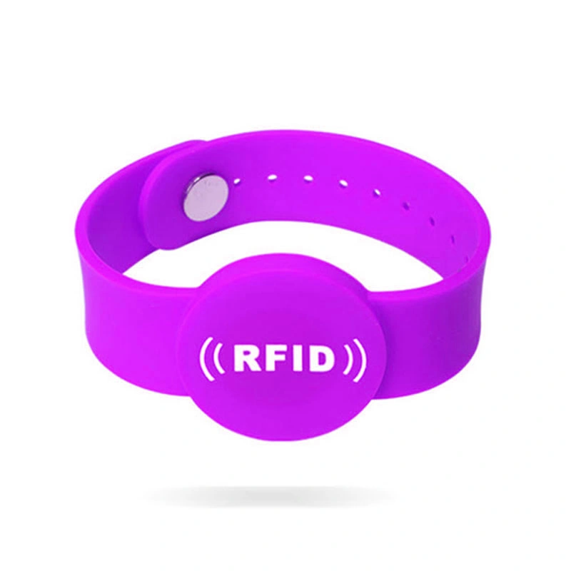 Divertido niños NFC Snap on Wristband 13,56MHz RFID de silicona Con enganche