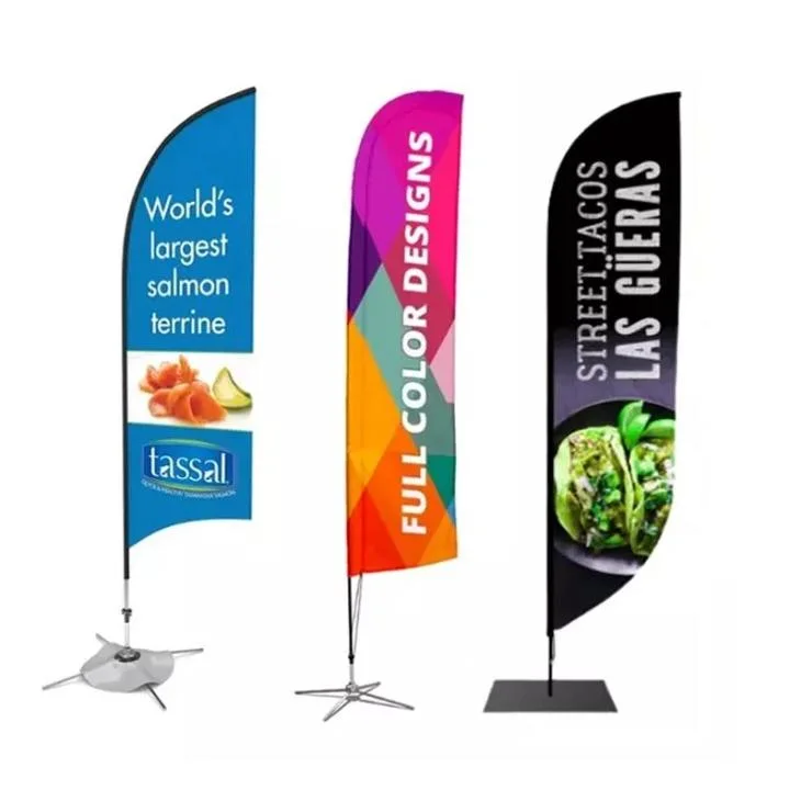 Hot Sale Outdoor Advertising Beach Flag Small Feather Flag Custom Fabric Printing Beach Flag