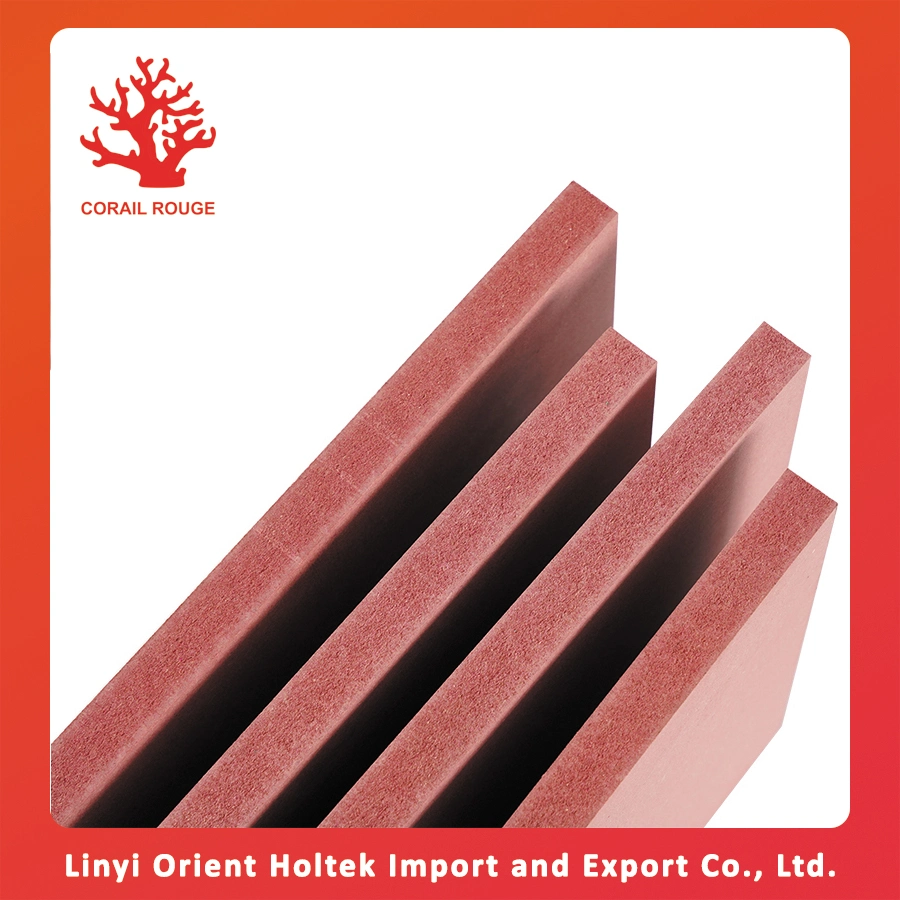 Wholesale/Supplier Price Red Colours E1 Flame Retardant Board Sheet Woods 18mm Boards Fireproof MDF