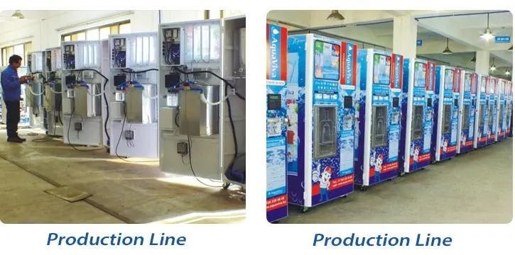 Distributeurs automatiques de purification d'eau par osmose inverse, fonctionnant avec des pièces de monnaie, certifiés CE.