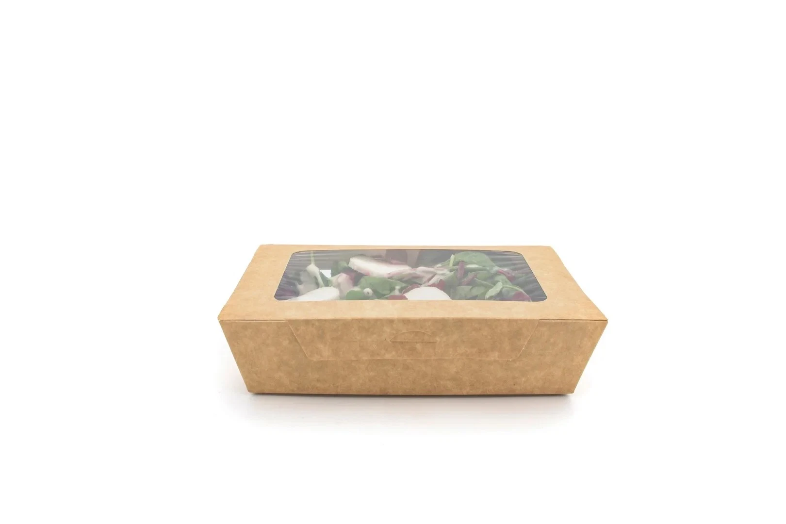 Manufacturer Wholesale/Supplier Kraft Paper Disposable Food Grade Snack Salad Box with Anti Fog Pet Lid