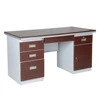 Double Pedestal Durable Wooden MDF Surface Office Computer Desks, Steel Desk
