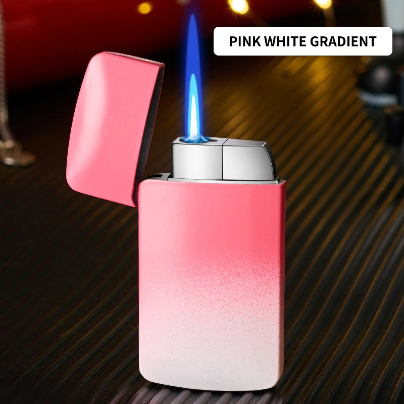 Thin Rainbow Pocket Color Lighter Creative Cigar Fire Gradient Refillable Gas Windproof Fashion Women Lighter