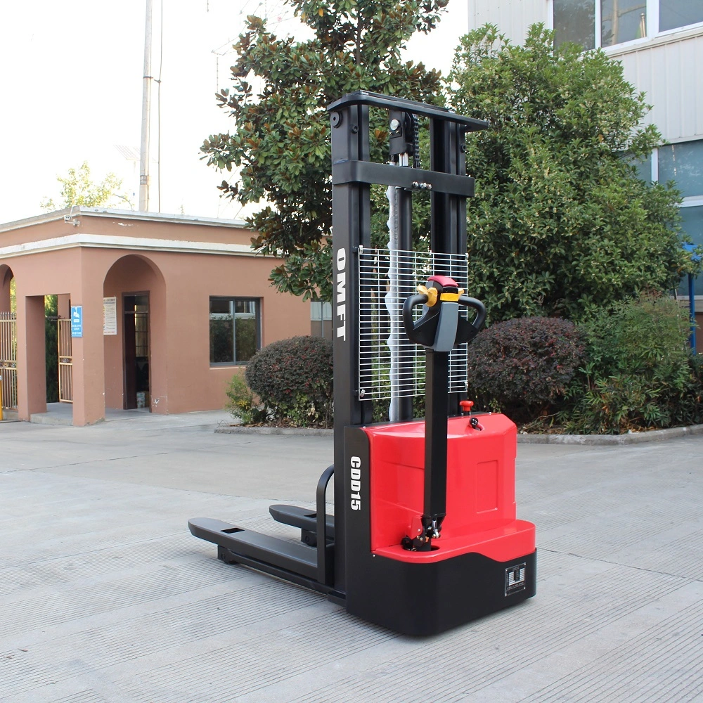 1.5ton 1.5t Walkie Type Electric Hydraulic Pallet Stacker Full Electric Pallet Stacker with 2.2kw DC Motor Battery Pallet Stacker