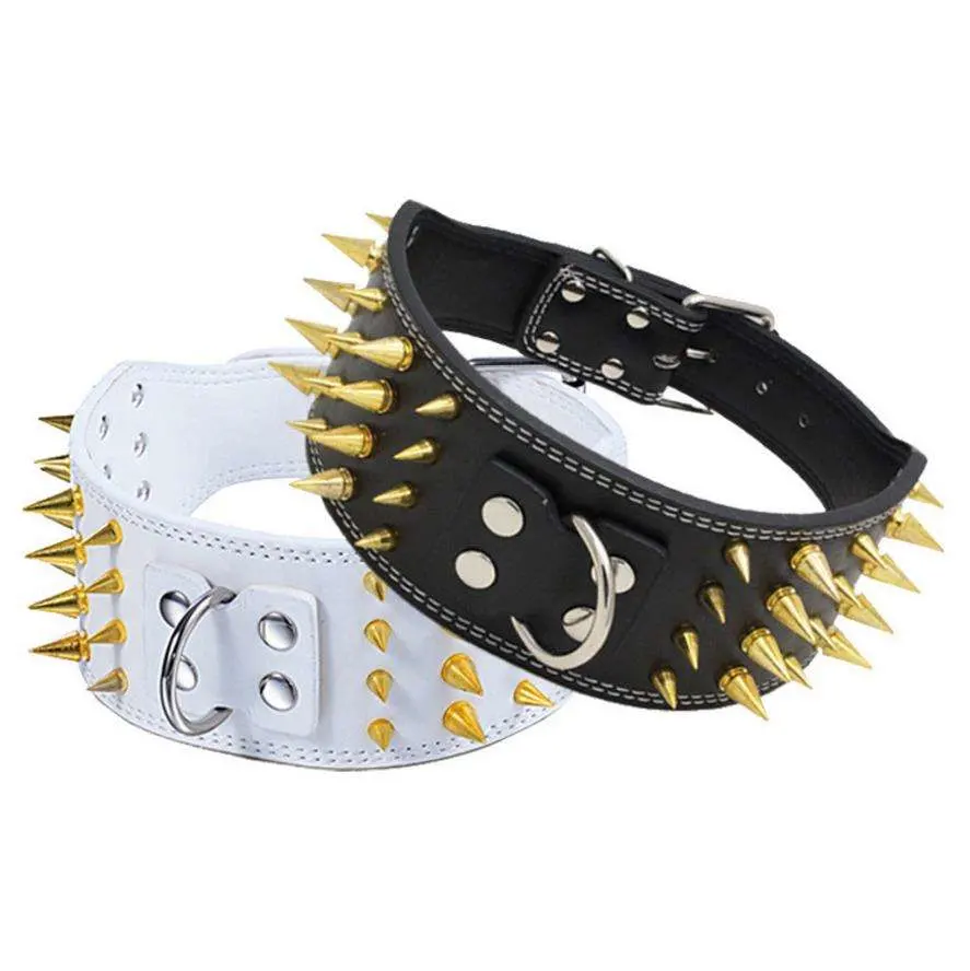 Hot Gold Color Luxury Spiked Dog Collar Pet Accessories Solid Dog Collar