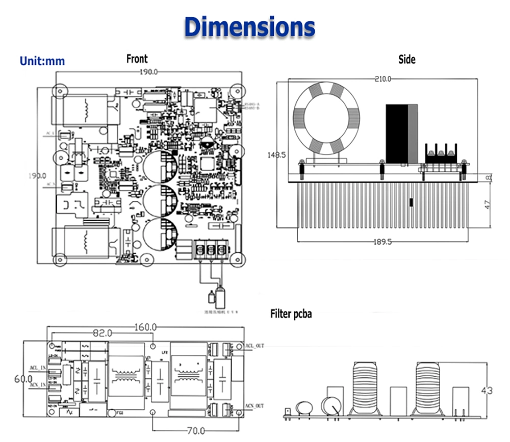 Controlador de bomba de calor aire acondicionado de la frecuencia de DC INVERTER COMPRESOR DE CIRCUITO IMPRESO PCB