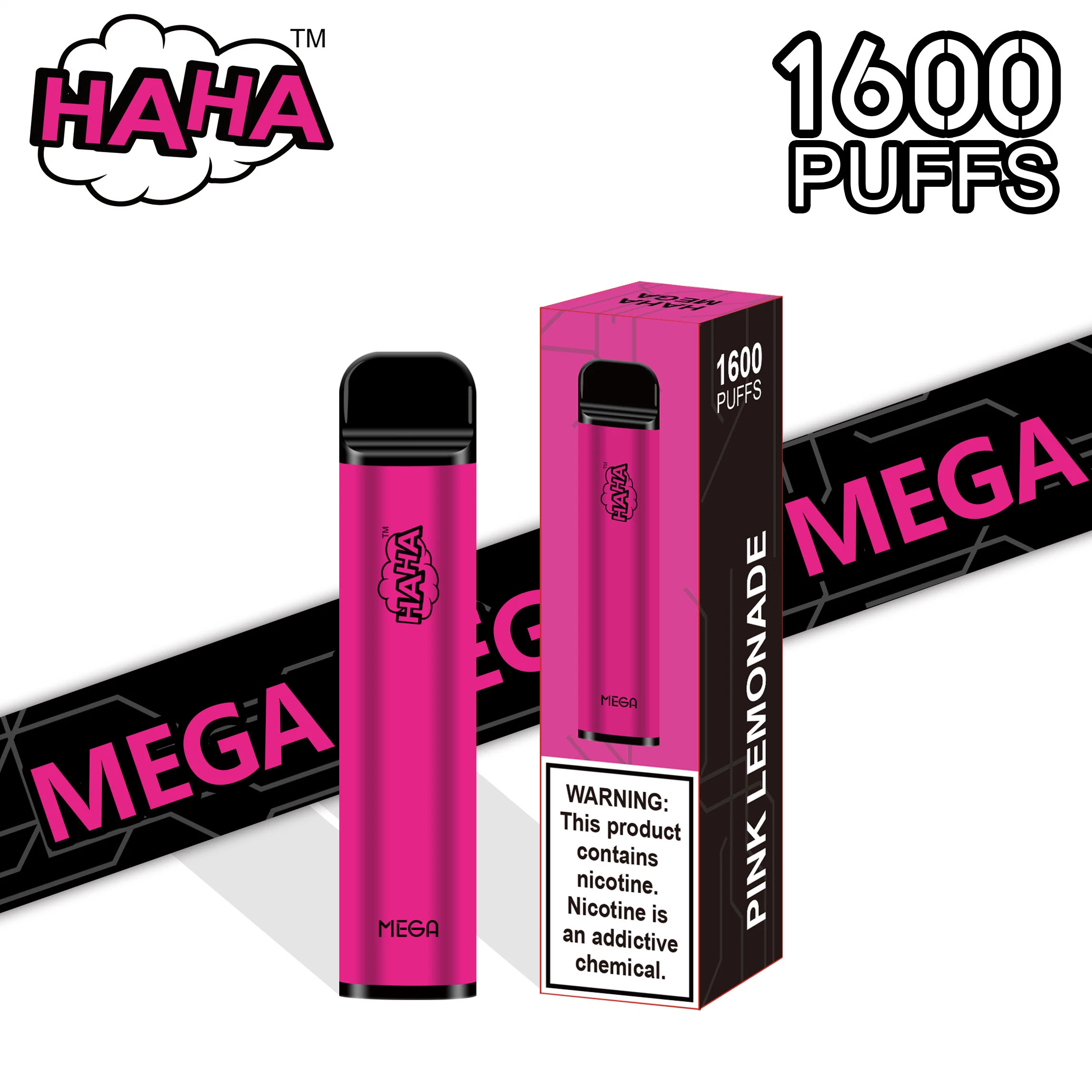 OEM Factory Haha Mega 1600 Puffs Vape Bar Pod Disposable/Chargeable Vape Electronic Cigarette