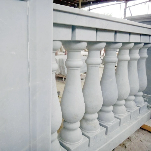 White Marble Curved Handrail Balustrade System Honed