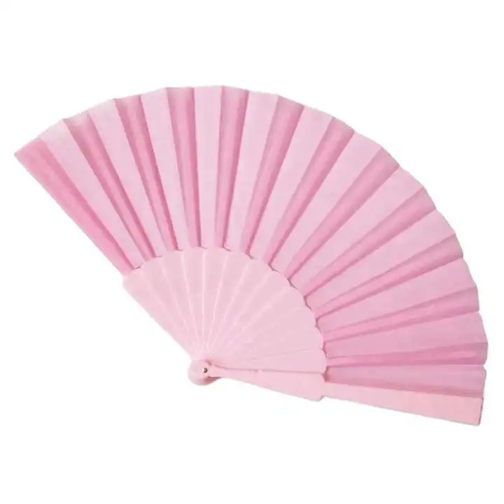 Plastic Bone Fan Silk Cloth Blank Folding Fan Chinese Style Dance Fan Pure Color Taichi Plain Morning Exercise DIY Craft Paint