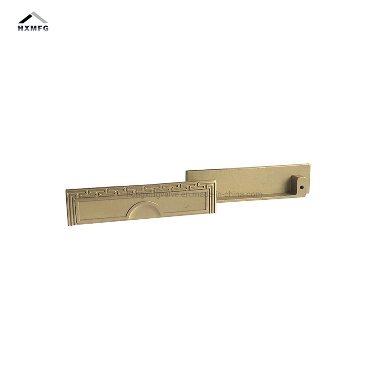 Classic Rectangle Pure Brass Chinese Archaistic Style Gold Wardrobe Handle