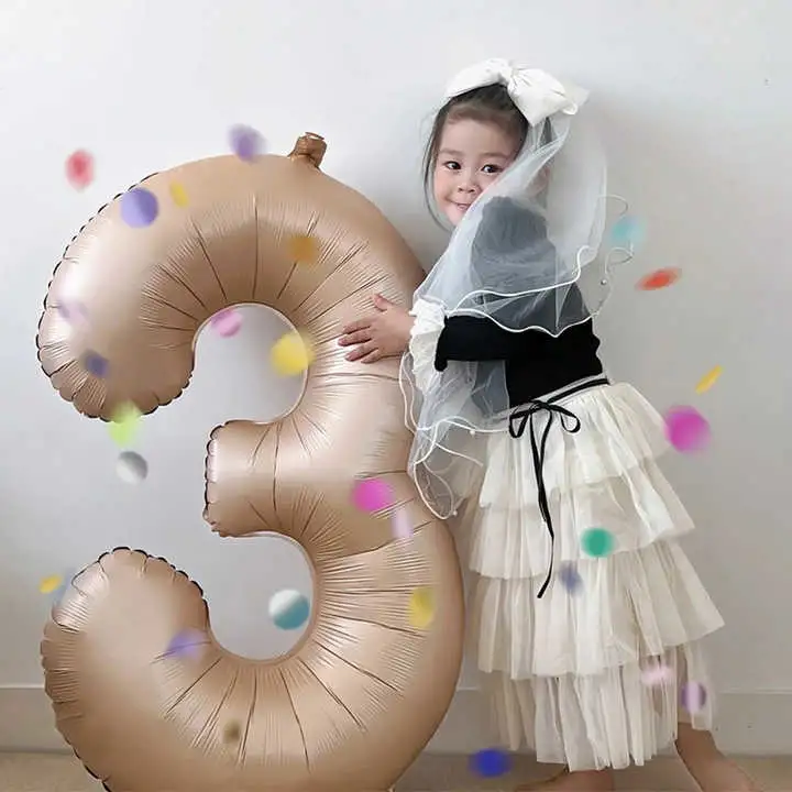 Ins Style Number Balloons 40 Inch Cream Color Wedding Kid&prime; S Birthday Party Decoration High Quality Ultra Large Number Balloons
