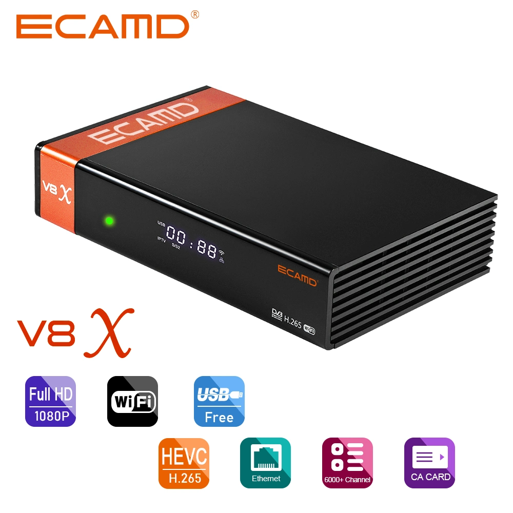 Ecamd V8X DVB-S2 /S2X Digital Satellite Receiver for Europe Market TV Box