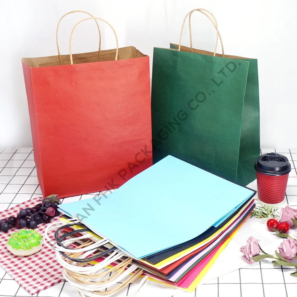 Bolsas de papel con logotipo personalizado ecológico marrón de lujo Kraft