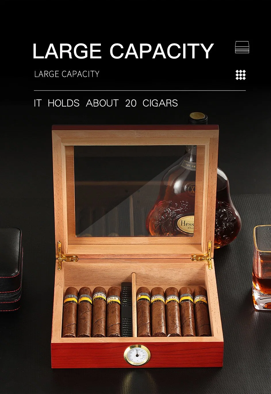 2023 المصنع تصميم جديد شعار الساعة شعار مخصص Cigar حقيبة خشبية صندوق