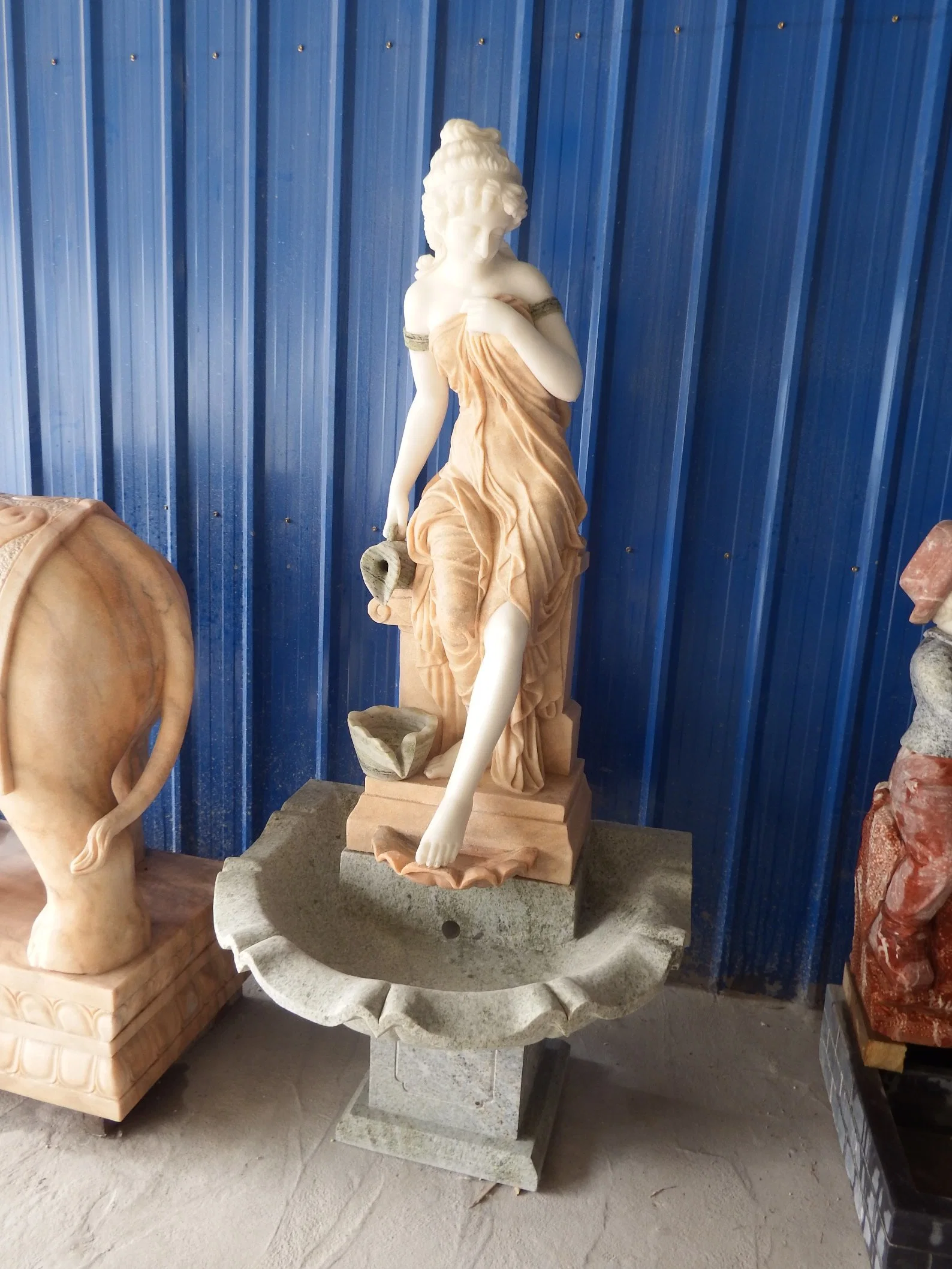 Garden Decoration Elegant Figure Statue Fountain Marble Stone Sculpture (SYMS-170)