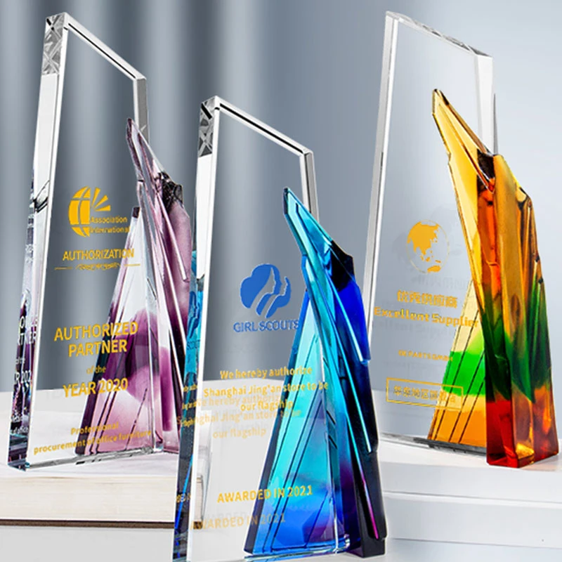 Molde Livre Enterprise Award Prêmio Pessoal Pino Crown Award 3D Color Printing Vidro cristal troféu