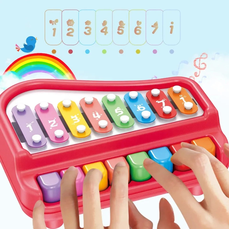 2 in 1 Plastic Toys Kinder Klavier Musical pädagogisches Musical Instrument Mini Piano Knock Xylophon Spielzeug Hand Percussion für Kinder