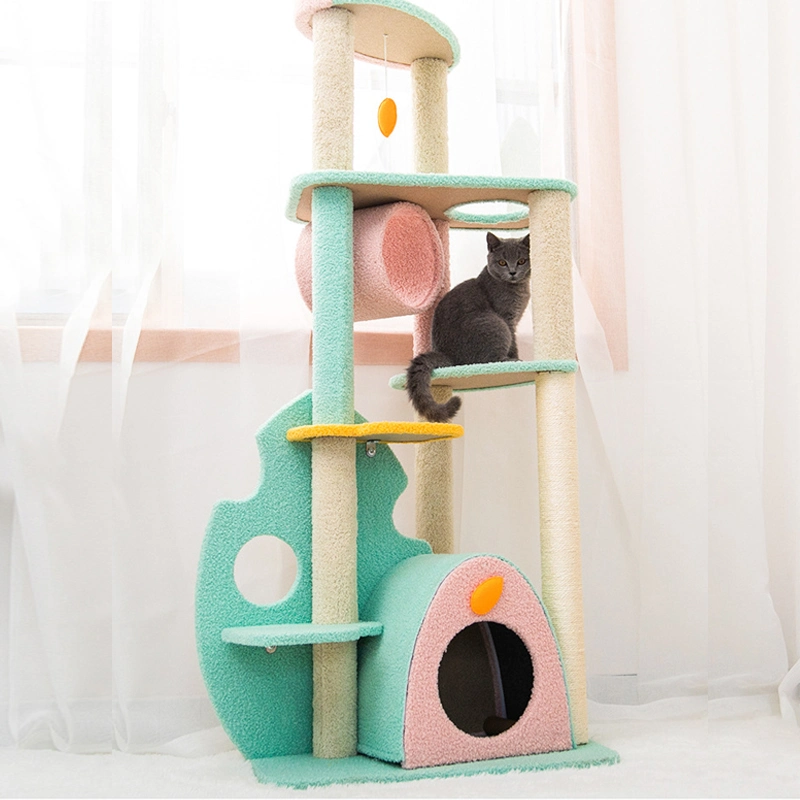 Pet Katzenhaus Scratcher Pet Cat Trees Tower Christmas Foldable Kitty Trees Grey