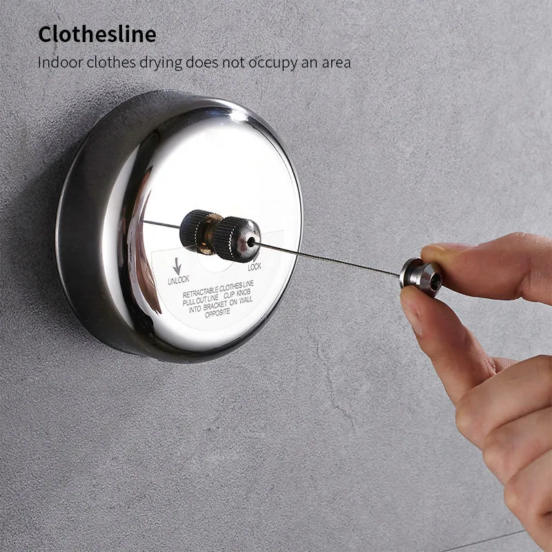 Clothes Accessories Retractable Clothes Line Stainless Steel with Wall Mount Chrome and Hanging Clothes Line with Pulley Washing Drying Rack