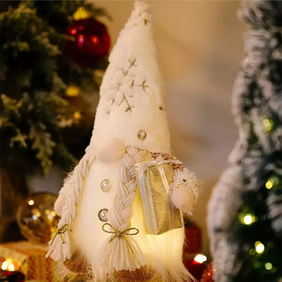 Xmas Gnome Supplies плюшевые орнаменты Рождество украшения со светодиодным светом