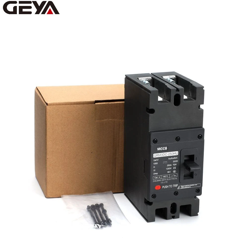 Geya Grm3DC-250hu-2p 63A-250A DC MCCB Mould Case Circuit Breaker Customized 100A with High Breaking Capacity MCCB 16A-800A Electrical Electronic Adjustable