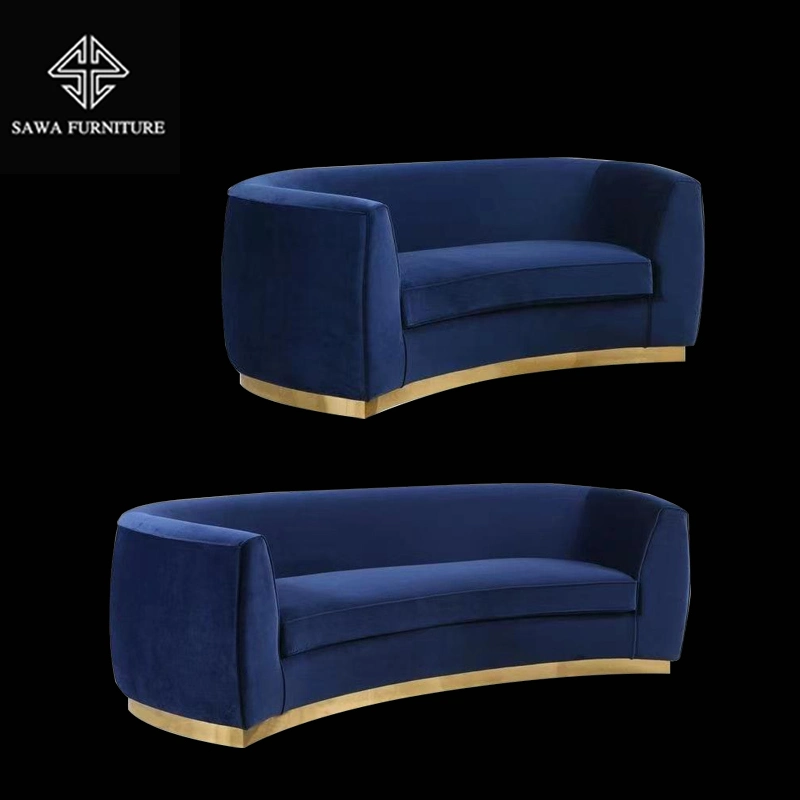 Home Blue Modern Design Italian Luxury Corduroy Suede Couches Two Seaters Love Seat Sofa