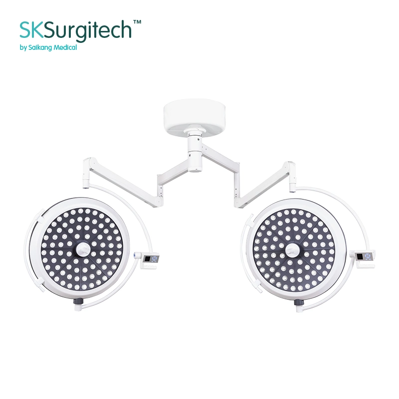 Sk-Lld7070A Saikang Hospital Cold Light Medical Double Dome Ceiling Shadowless Surgical Mobile LED Operating Lamp