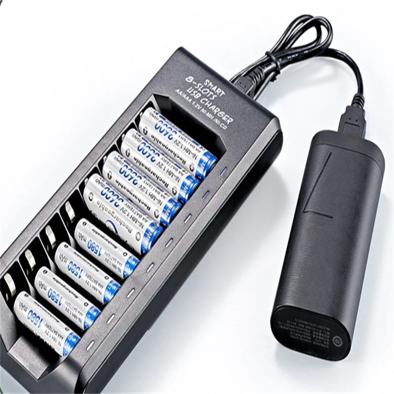 Smart 8-Slot USB Charger 1.2V NiMH 5th 7th Rechargeable Battery