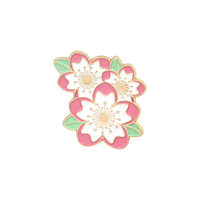 Kpop Hijab Cherry Flower Brooches Hard Enamel 50th National Day Gift Lapel Pins