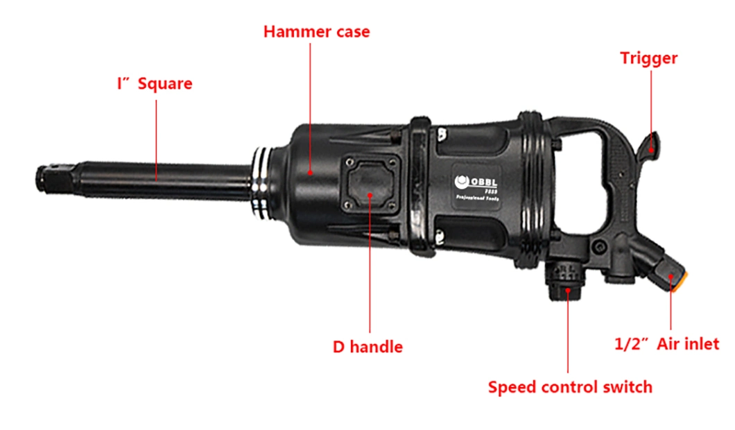 Obbl 1 Zoll Industrie-Luft-Tool Mit Hohem Drehmoment Twin Hammer 1-Zoll-Druckluftschrauber pro Pneumatikwerkzeug