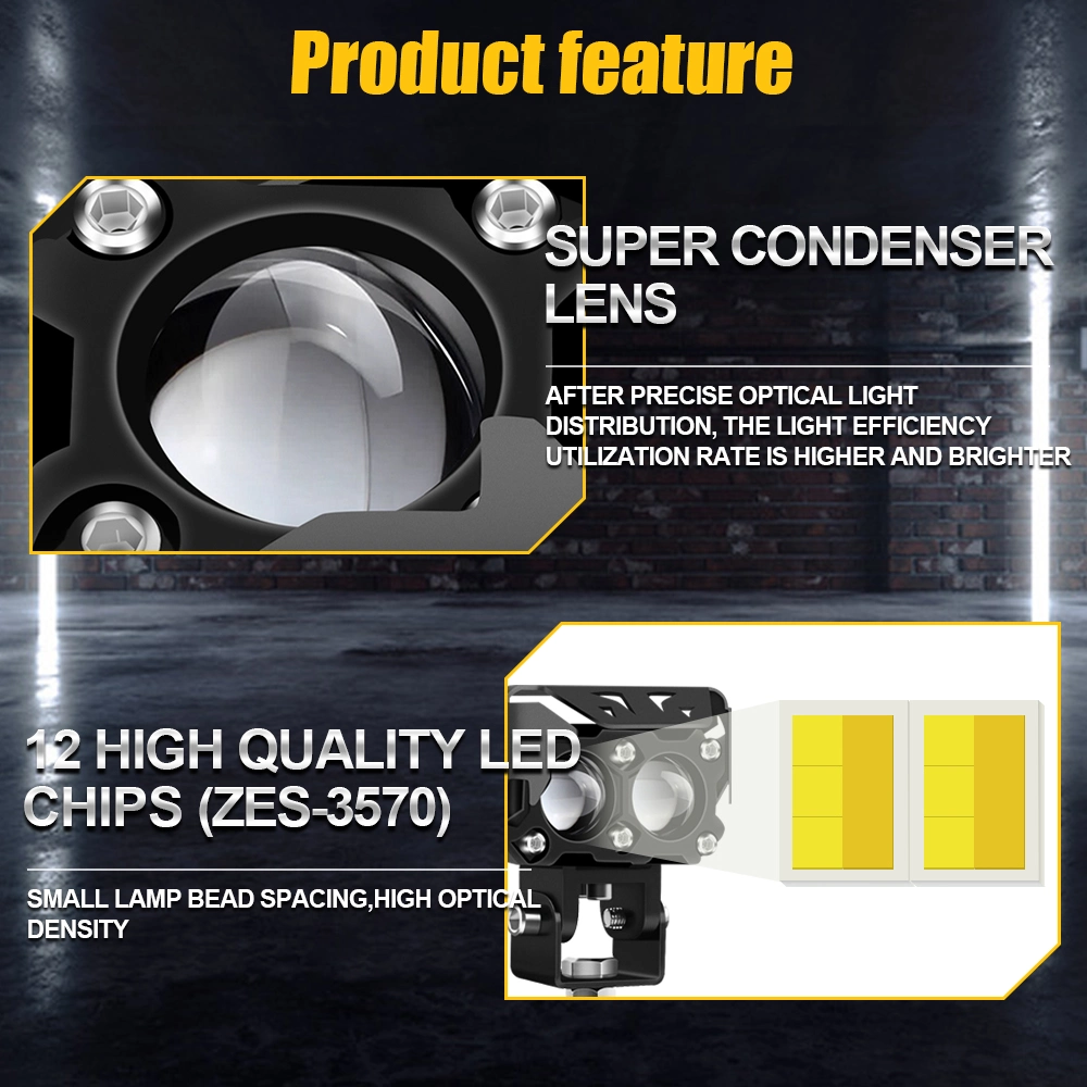 Offroad 4X4 Spotlight 3'' Inch 30W Car Auxiliary Light with Lens Dual Color Yellow White Mini Driving Light